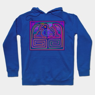 Pajaro in Maze - Panama Mola - Pink Violet Red Hoodie